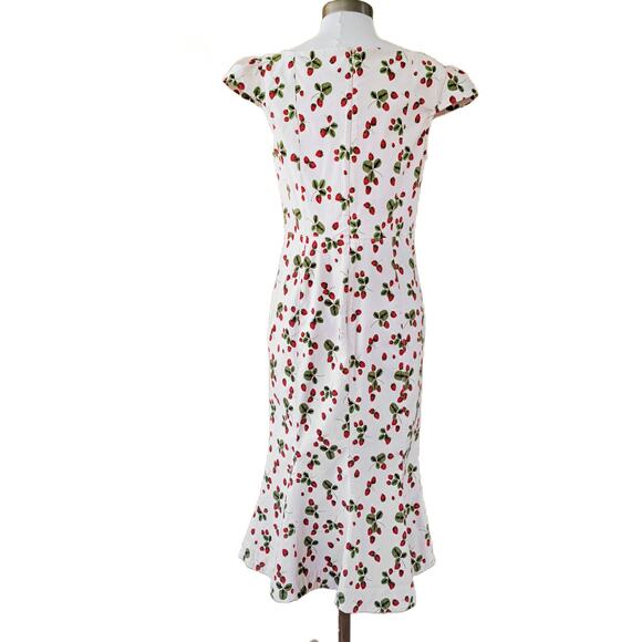 Anthropologie Cecily White Midi Dress with Strawberry Print - Picture 6 of 12